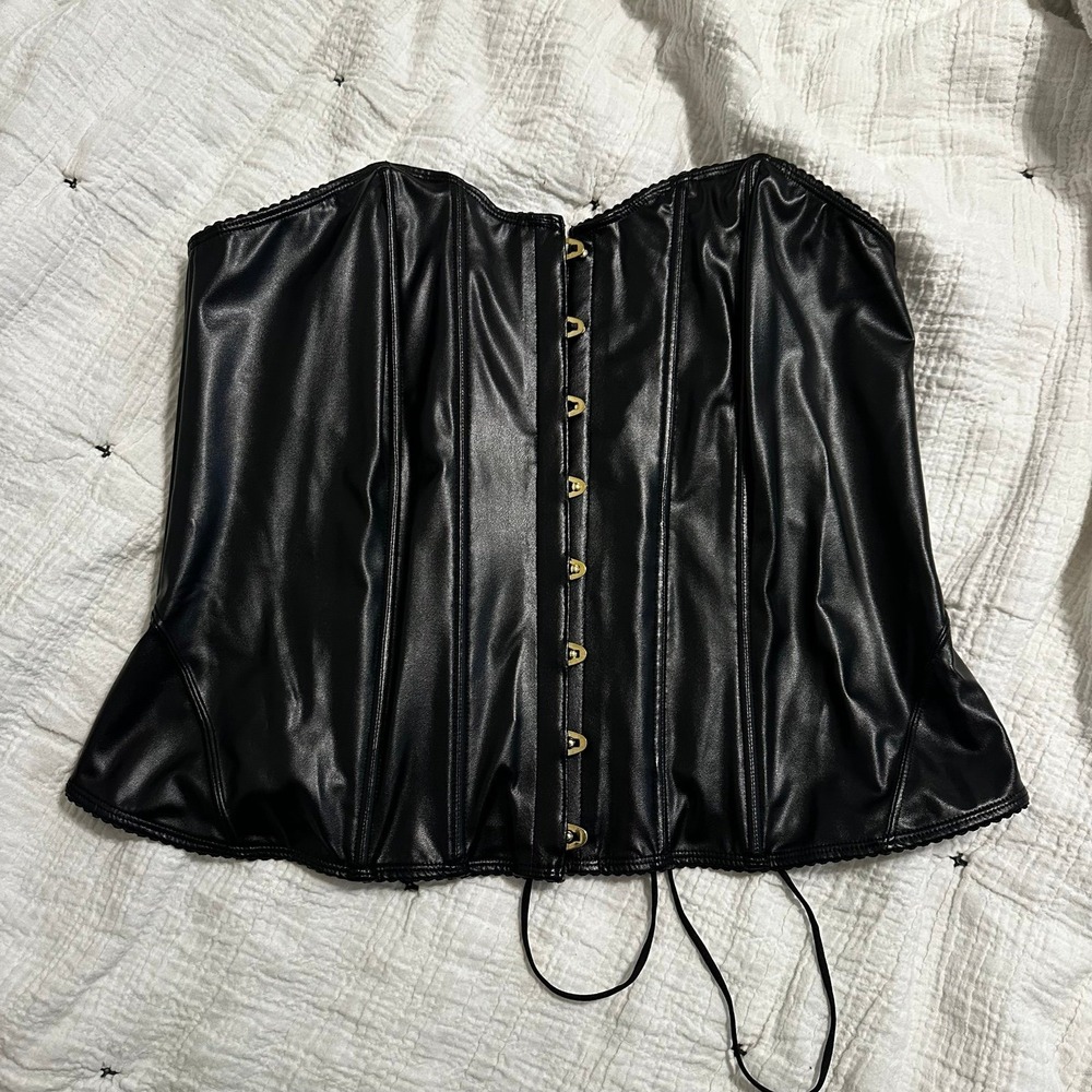 Torrid Black Faux Leather Strapless Corset Top NWT Women's 1X 14/16